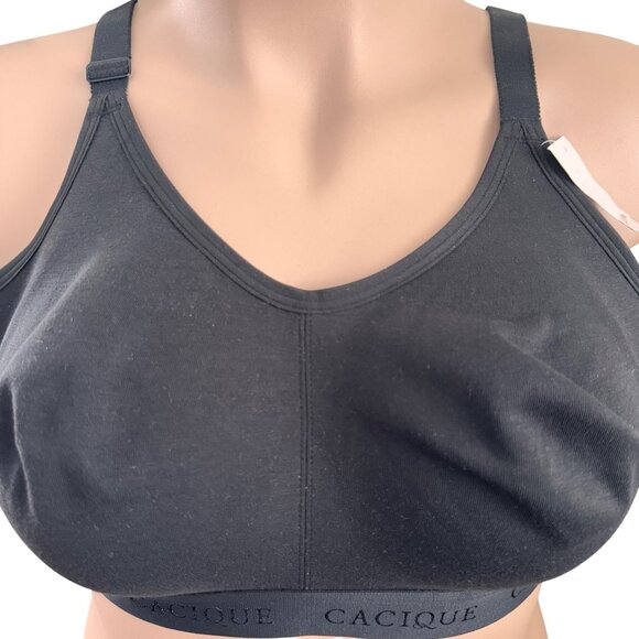 2 x CACIQUE Unlined Full Coverage No-Wire Black Bra The Cotton Collection 44C - Picture 7 of 16